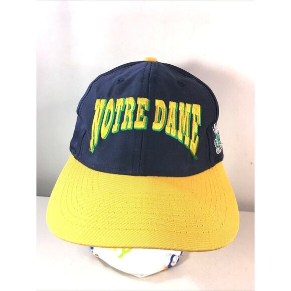 Official Notre Dame Irish Leprechaun snap back hat cap navy yellow ND - Picture 1 of 12